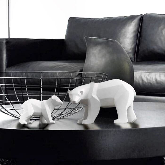 Estátua de origami papai e urso