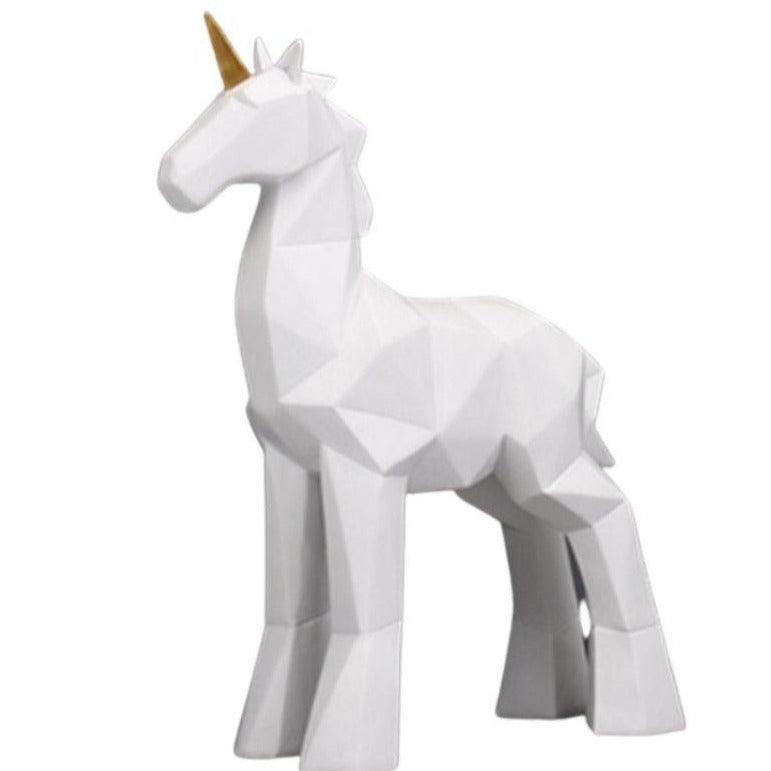 Estátua de origami de unicórnio branco