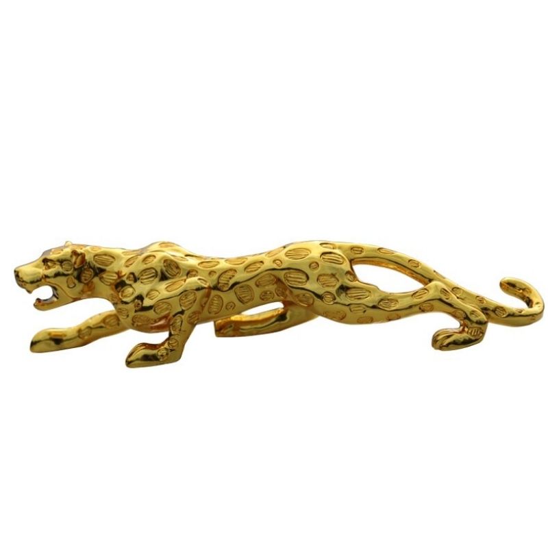 Estátua de pantera de resina de ouro