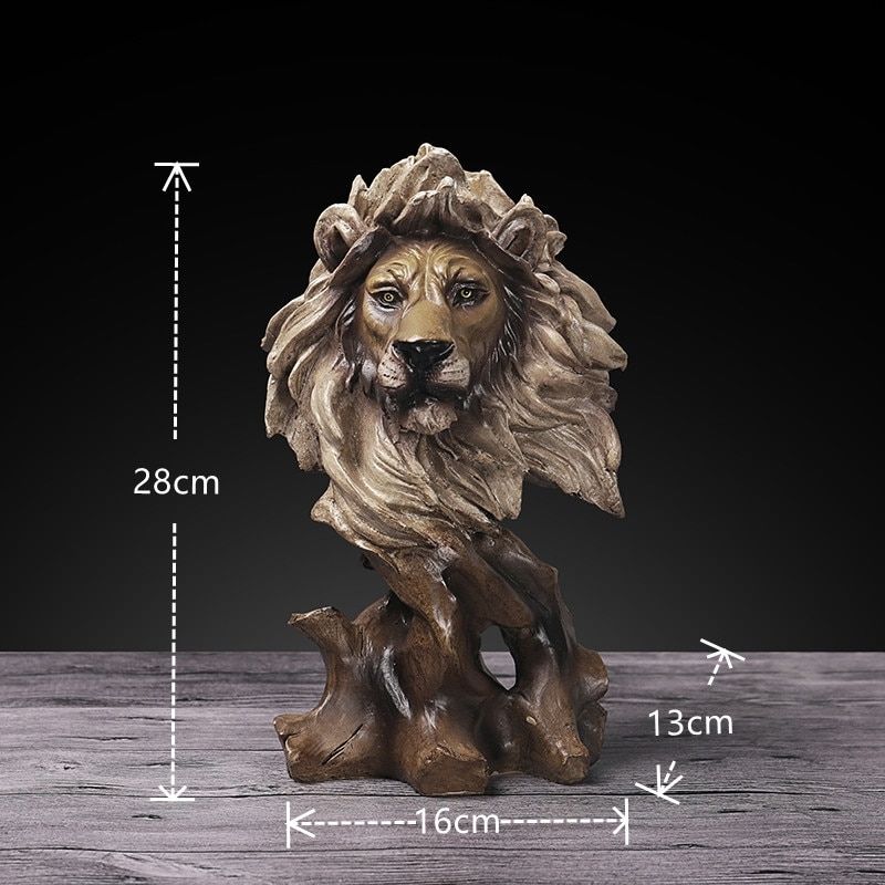 Estátua da cabeça de leão de resina