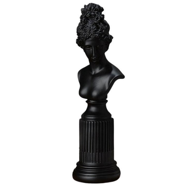 Estátua de busto grego preto