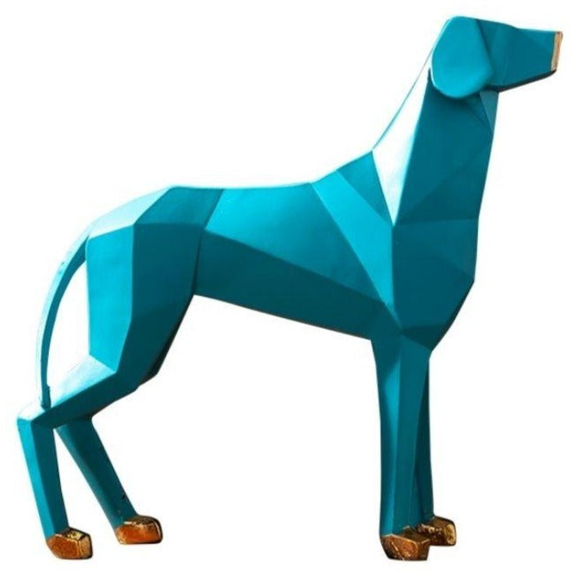 Estátua de cachorro de origami azul