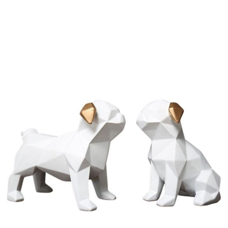 Estátua de cachorro de origami branco