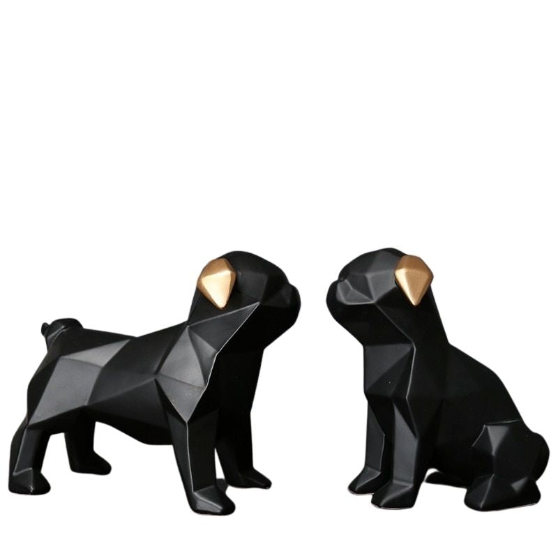 Estátua de cachorro de origami preto