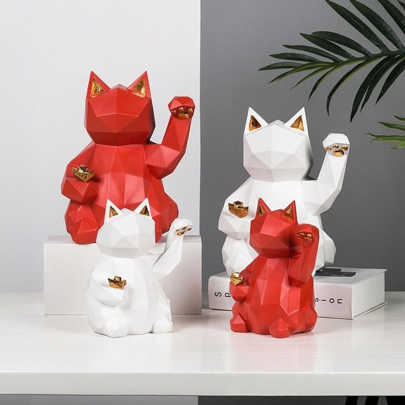 Estátua de gato japonês origami