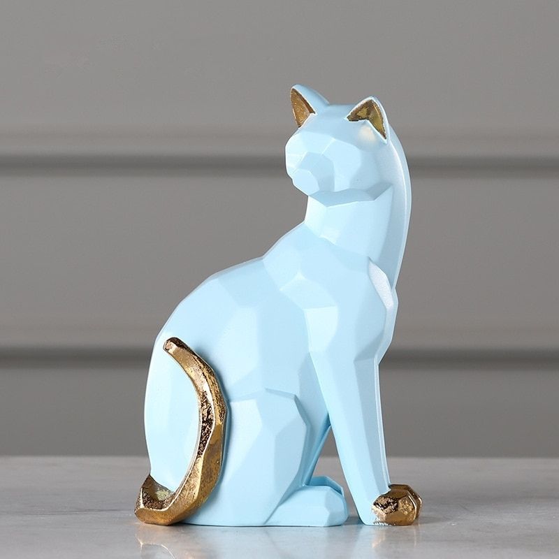 Estátua de gato de origami azul