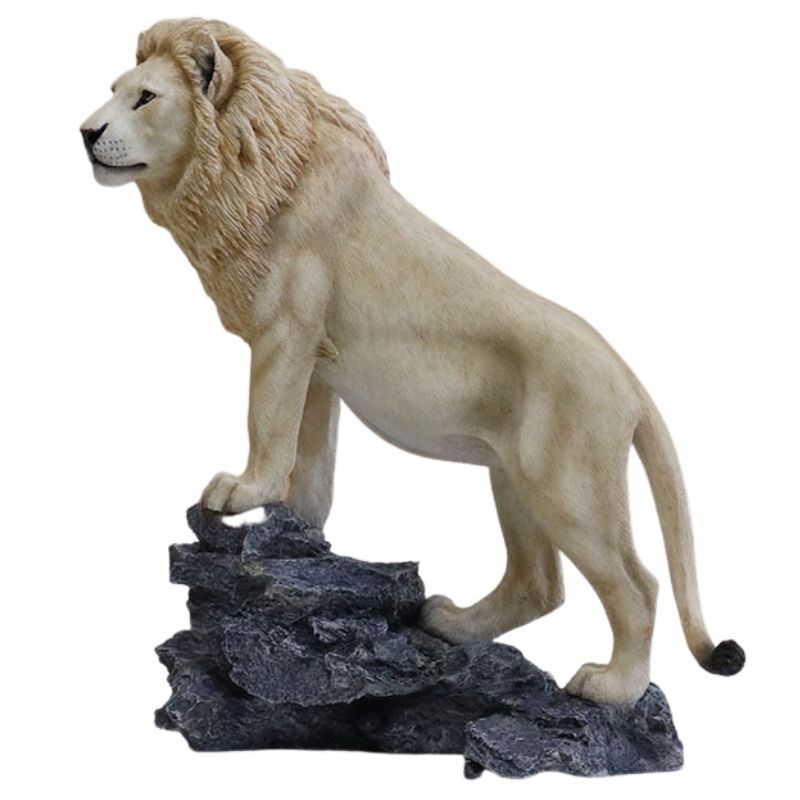 Estátua de leão de resina branca