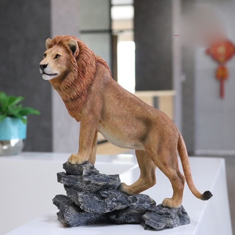 Estátua de leão de resina natural