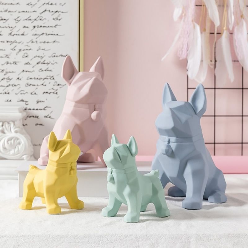 Estátua de origami de cachorro verde