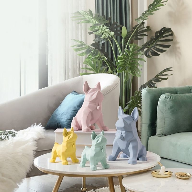 Estátua de origami de cachorro verde