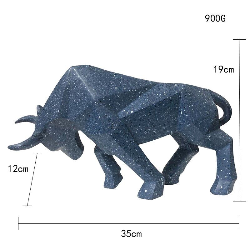 Estátua de origami touro azul