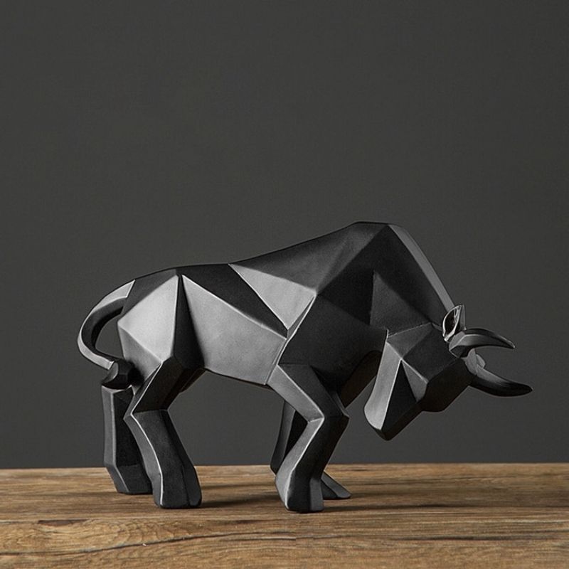 Estátua de origami Touro preto