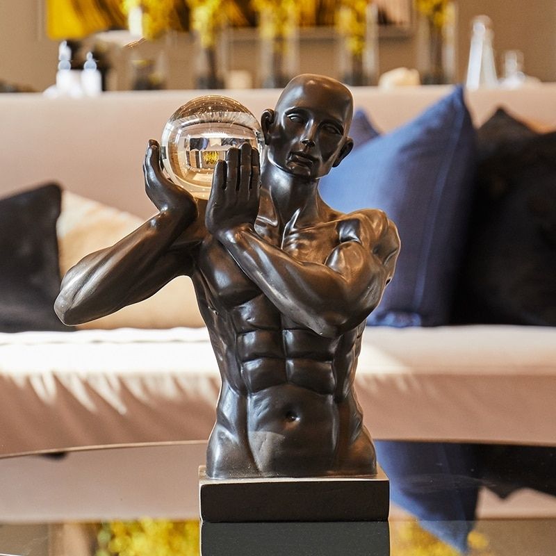 Estátua do homem negro de resina
