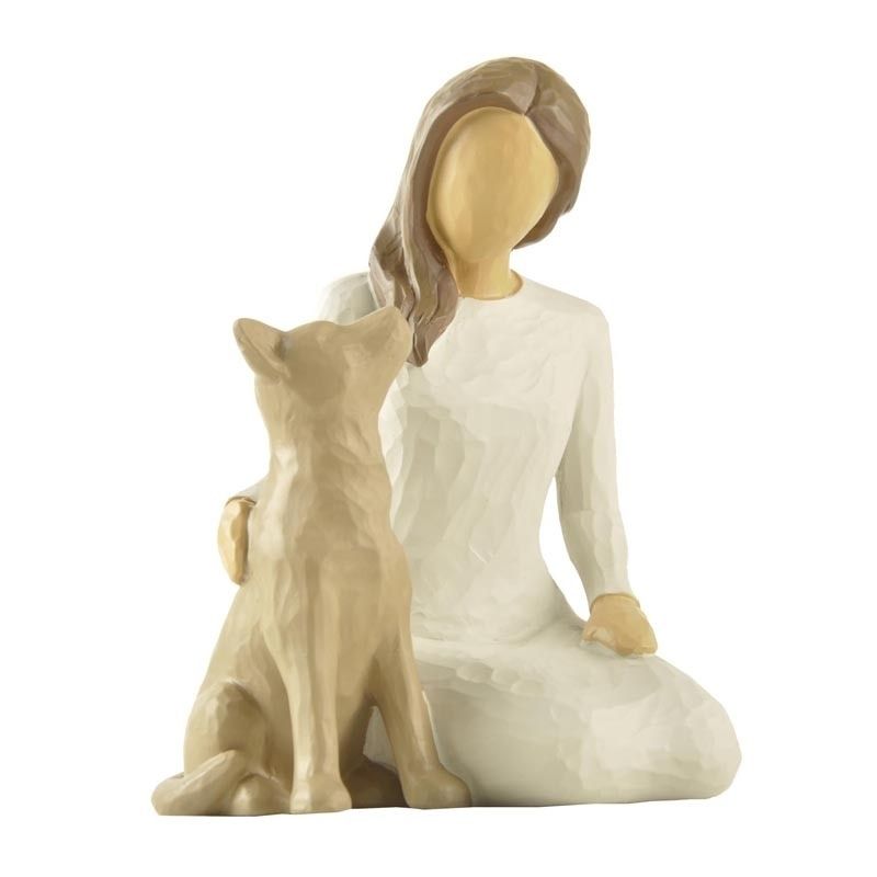 Estátua Mulher Sating Dog