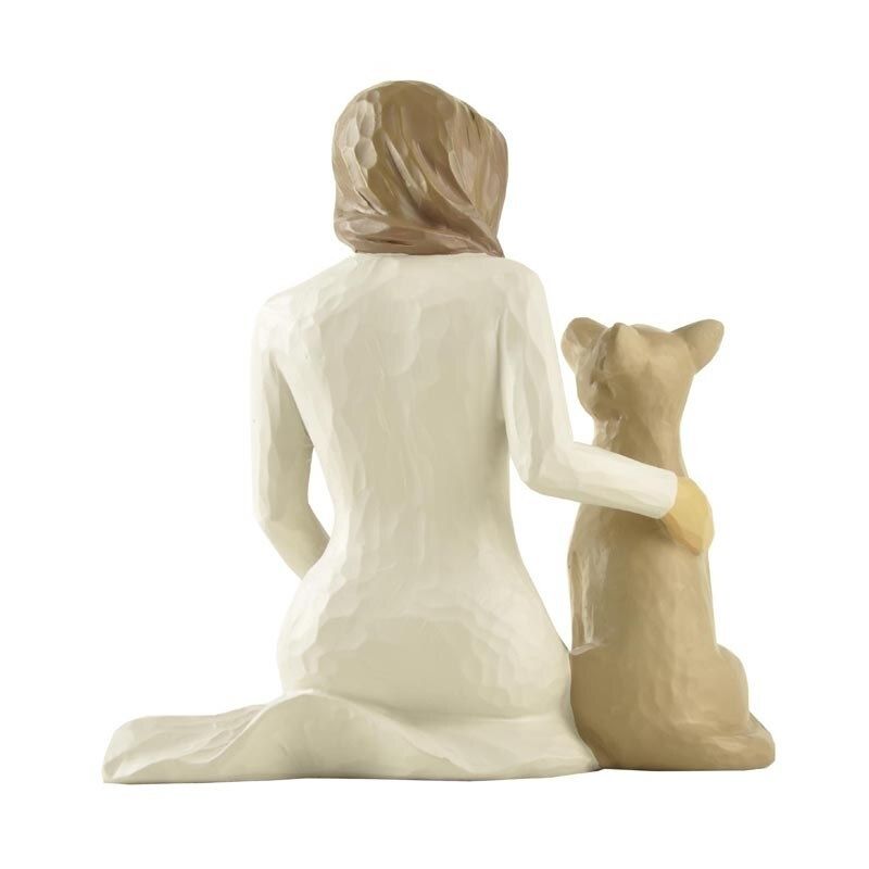 Estátua Mulher Sating Dog