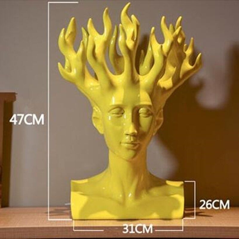 Estátua Mulher Vaso Amarelo