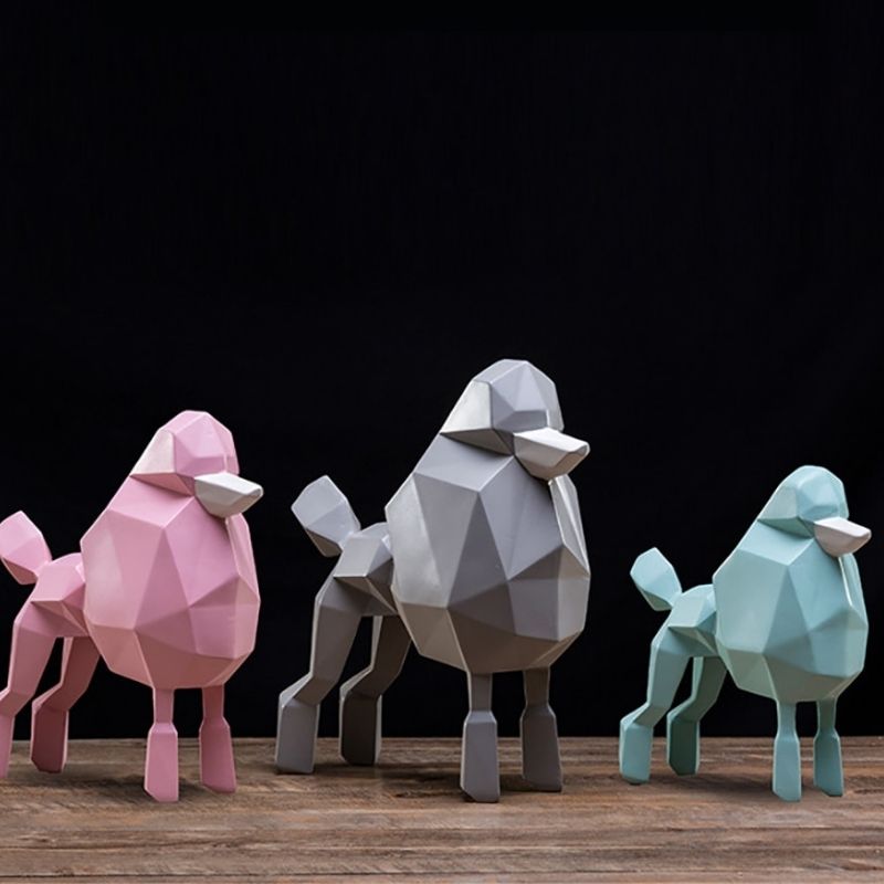 Poodle rosa de estátua de origami